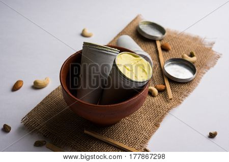 rajwari or rajwadi sweet kesar badam pista kulfi or ice cream candy