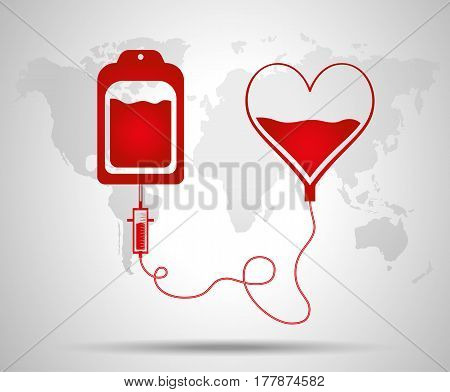 Blood Bag And Heart. Blood Donation Day Concept. Human Donates Blood. Vector Illustration In Flat St