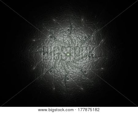 Geometry of Space series. Visually attractive backdrop made of conceptual grids curves and fractal elements suitable as element for layouts on physics mathematics technology science and education.
