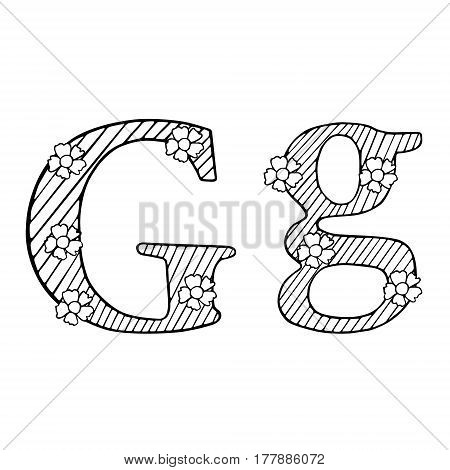 Letter Doodle Flourish graphic with ornate pattern. Design Isolated on white.