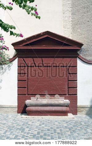 Detail of color and architecture in the city of Ecija in Seville Andalusia Spain