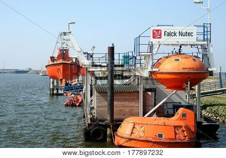 Netherlands Den Oever july 2016: Life saving boats