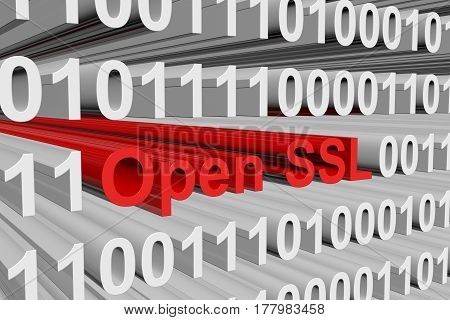 Open SSL is presented in the form of binary code 3d illustration