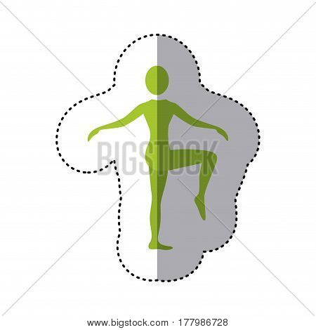 sticker green silhouette woman standing bending knee vector illustration
