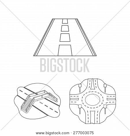 Vector Design Of Road And Street Logo. Set Of Road And Highway Vector Icon For Stock.