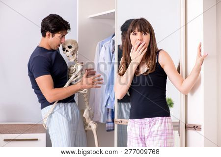 Concept of Skeleton in the cupboard or closet