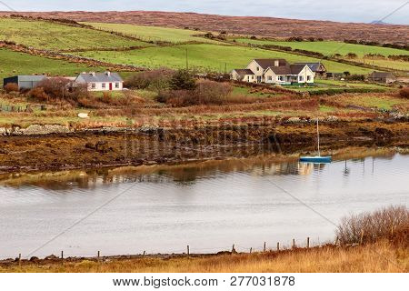 Houses around a bay in Clifden, Galway, Ireland