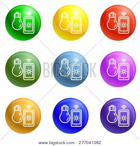 Light Smart Control Icons Vector 9 Color Set Isolated On White Background For Any Web Design