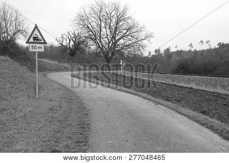 Unrestricted Railroad Crossing Near Weissach In The District Of Boeblingen
