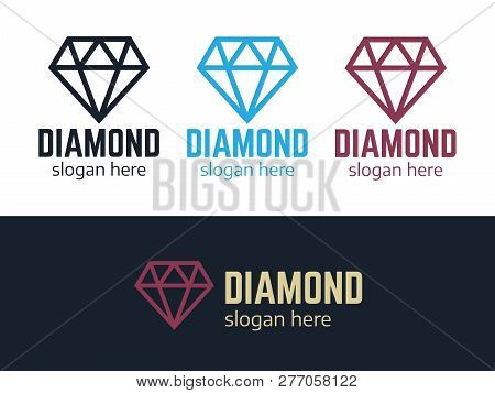 Diamond Logost. Abstract Luxury Vector Labels With Sparkle Brilliant. Luxury Label And Diamond, Bril