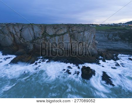 View Of The Los Urros Beach, Liencres, Cantabria, Spain