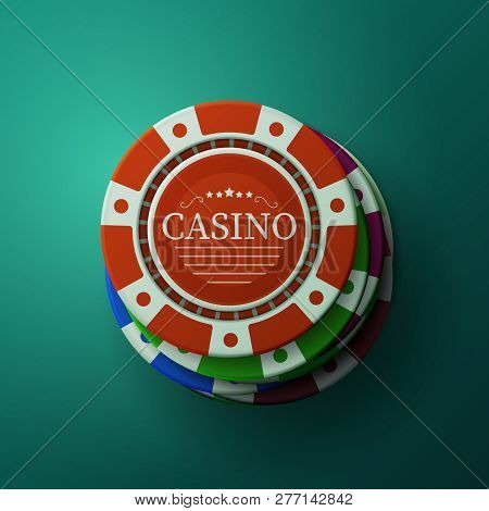 Casino Chips. Stack Of Gambler Poker Chips. Blackjack Gambling Vector Background. Illustration Of St