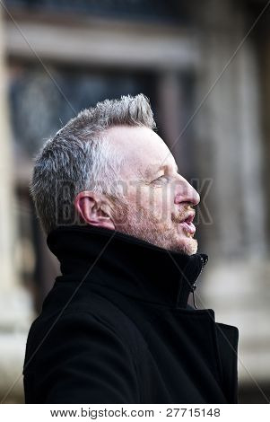 Billy Bragg Performing In Front Of Exeter Cathedral As Part Of An Afternoon Of Music And Performace