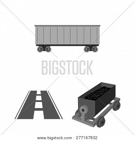 Vector Illustration Of Railroad And Train Icon. Set Of Railroad And Way Stock Vector Illustration.
