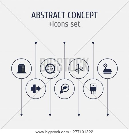 Set Of 7 Industrial Icons Set. Collection Of Ecological, Transistor, High Tech And Other Elements.