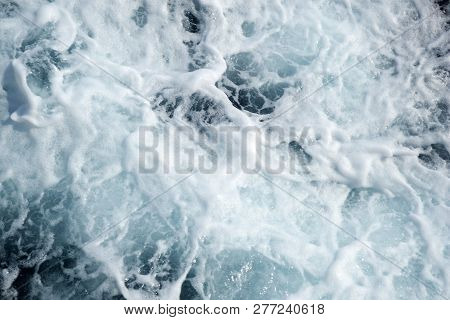 Bubbles Of Foamy Sea In The Slipstream Of The Ferry.