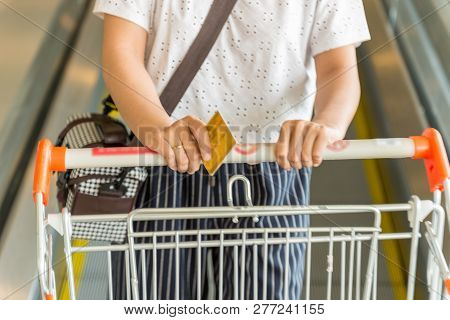 Woman Hand Holding Creadit Cards To Shopping