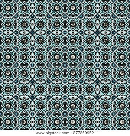 Retro Geometric Pattern In Repeat. Fabric Print. Seamless Background, Mosaic Ornament, Vintage Style