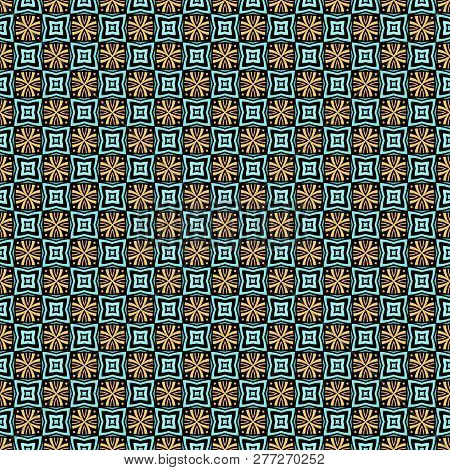 Retro Geometric Pattern In Repeat. Fabric Print. Seamless Background, Mosaic Ornament, Vintage Style