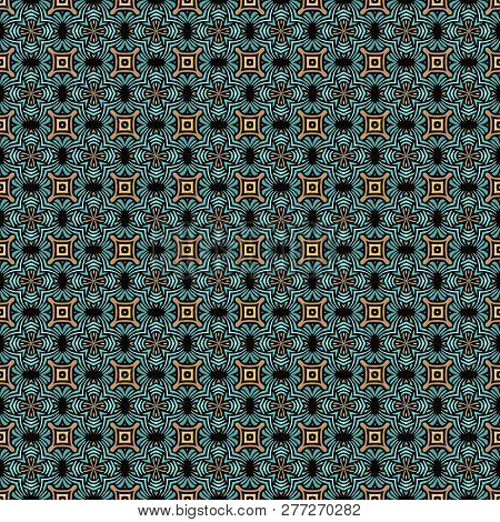 Retro Geometric Pattern In Repeat. Fabric Print. Seamless Background, Mosaic Ornament, Vintage Style