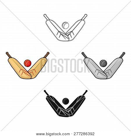 Crossed Cricket Bats With Ball Icon In Cartoon Style Isolated On White Background. Australia Symbol 