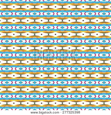 Retro Geometric Pattern In Repeat. Fabric Print. Seamless Background, Mosaic Ornament, Vintage Style