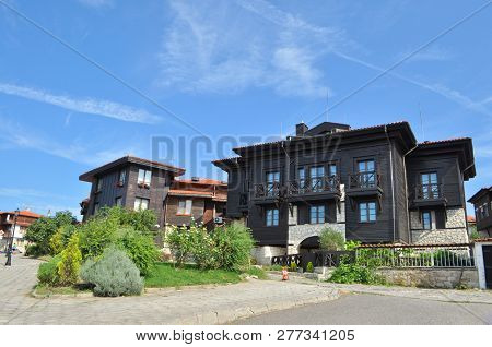 Nesebar, Bulgaria - August 18, 2016: Traditional Bulgarian House At The Old Town Of Nesebar. Nesebar