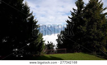 Veneto, Italy - 06/22/2017: A Beautiful Panoramic View From The Mountains Of Veneto Near The Dolomit