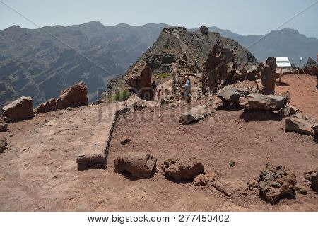 Road Leading To The Highest Point Of The Caldera De Taburiente National Park. Travel, Nature, Holida