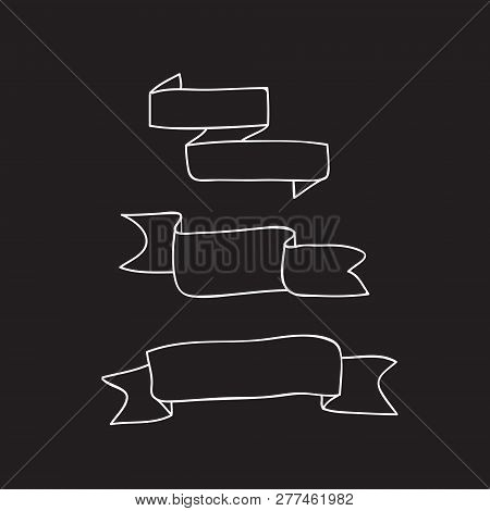 Banners Ribbons. Editable Line Drawing. Stock Vector Illustration.