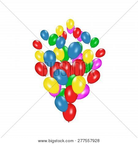 Color Composition Of Vector Realistic Balloons Isolated On White Background. Balloons Isolated. For 