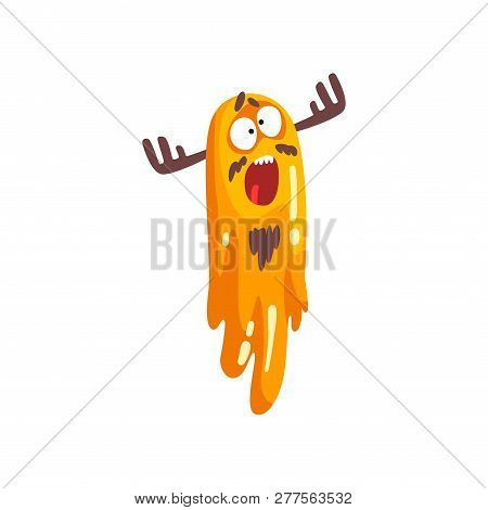 Funny Horned Slimy Monster, Colorful Fabulous Creature Cartoon Character Vector Illustration