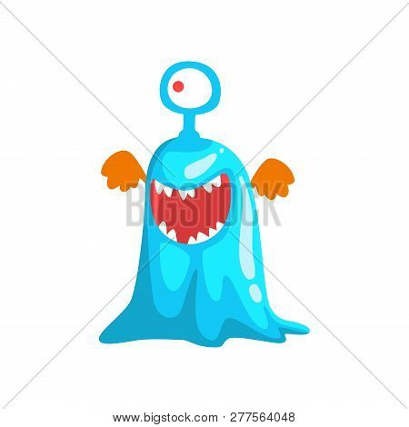 Funny One Eyed Slimy Monster, Fabulous Creature Cartoon Character Vector Illustration