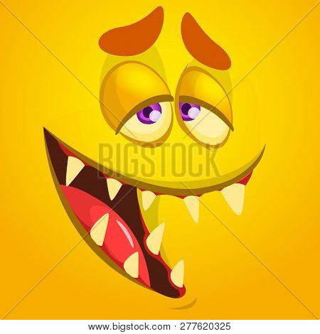 Alien Face Cartoon Creature Avatar Illustration Vector Stock. Prints Design For T-shirts