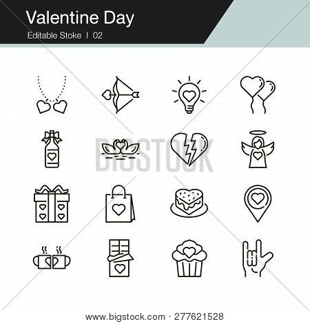 Valentine Day Icons. Modern Line Design. For Presentation, Graphic Design, Mobile Application, Web D
