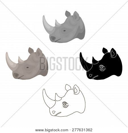 Rhinoceros Icon In Cartoon Style Isolated On White Background. Realistic Animals Symbol Stock Vector