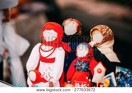Vetka, Belarus - June 23, 2018: Russian Folk Doll. National Traditional Folk Dolls Are Popular Souve