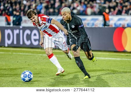 Belgrade, Serbia - December 11, 2018; Kylian Mbappe Lottin Playing On A Uefa Champions League Match 