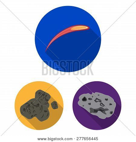 Vector Illustration Of Shooting And Fire Sign. Set Of Shooting And Asteroid Vector Icon For Stock.