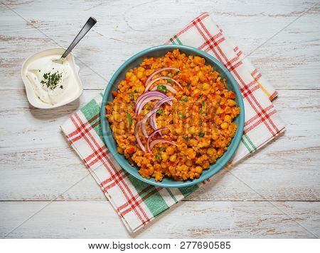 Bulgur Wheat Pilaf With Chickpeas And Vegetables