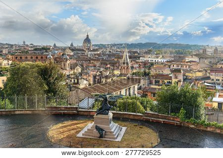View On Rome City From Terrazza Viale Del Belvedere. Italy