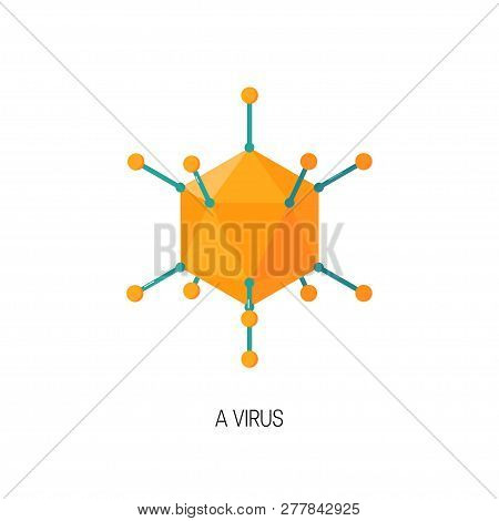 Simple Vector Polyhedral Virus Icon In Flat Style.