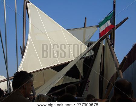 Milano, Italy - 10/15/2015: Some Old Photographs From The Expo Of Milan And Some Captions To The Mos