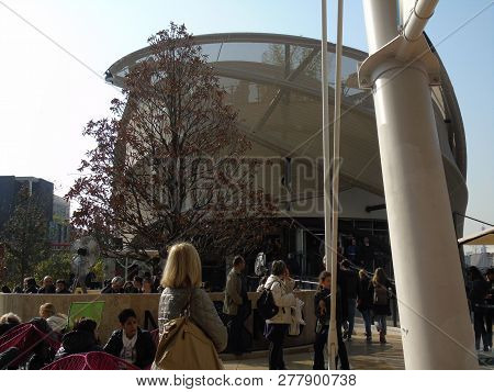 Milano, Italy - 10/15/2015: Some Old Photographs From The Expo Of Milan And Some Captions To The Mos
