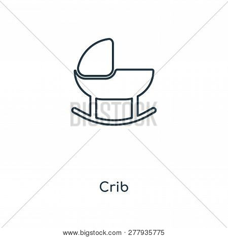 Crib Icon In Trendy Design Style. Crib Icon Isolated On White Background. Crib Vector Icon Simple An