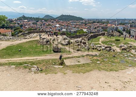 Plovdiv, Bulgaria - July 5, 2018:   Panoramic View Of City Plovdiv From Nebet Tepe Hill, Bulgaria