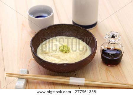 Yuba (tofu skin) sashimi, japanese vegetarian food, Tofu skin is making by skimming the skin off hot soymilk.