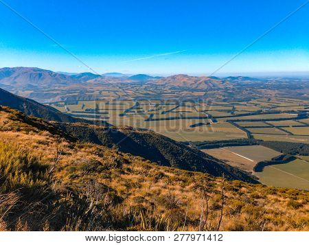 View Over Mount Hutt Mountainous Landscape On A Sunny Day, Near Methven, South Island, New Zealand