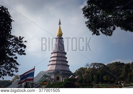 Landscape Of Pagoda At The Inthanon Mountain At Sunny Day