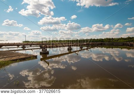 Dukora Belarus Minsk Region. Thermal Energy Electricity Station Plant Cooling System Fountains And L